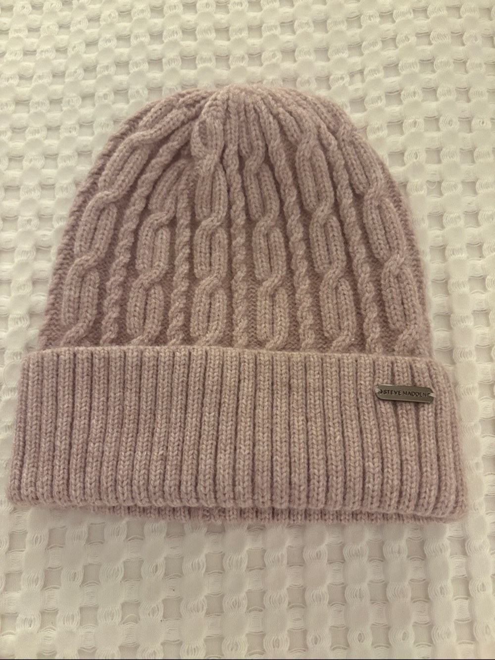 NWOT Steve Madden Cable Knit Preppy Beanie - Dusty Rose SZ OS